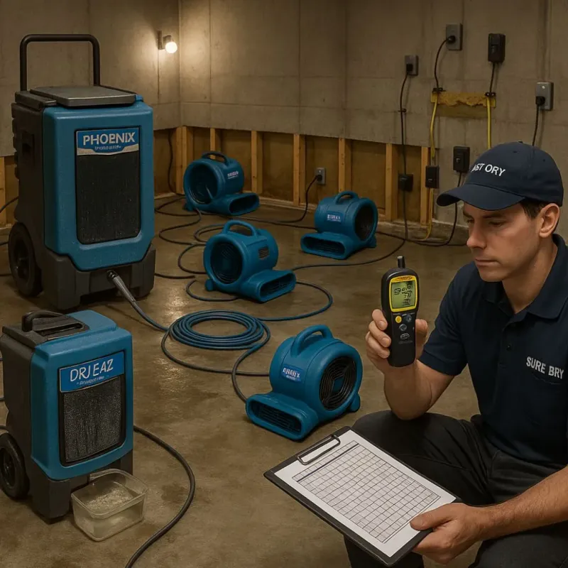 Structural Drying and Dehumidification process in Evans City, PA
